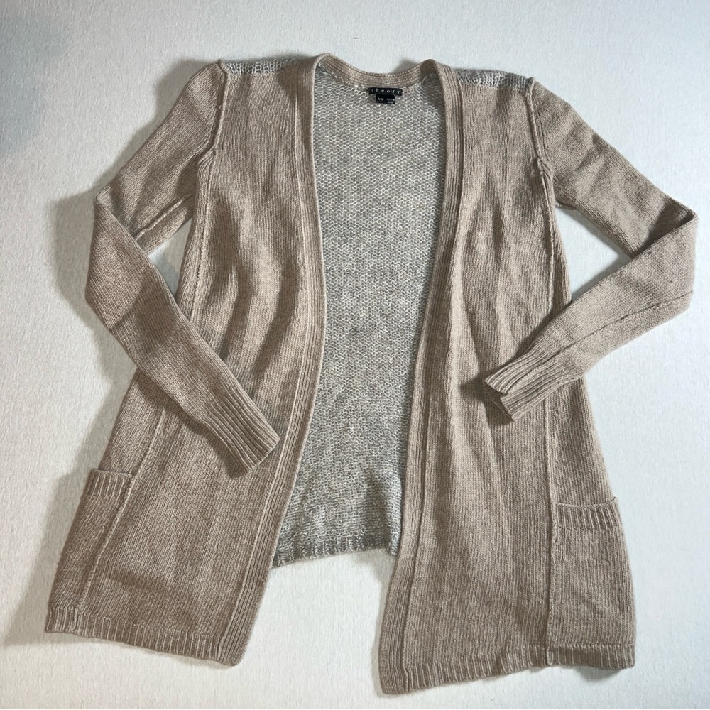 Theory Beige Open-Front Cardigan